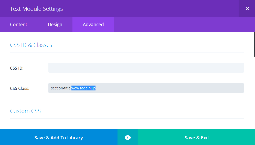 wow animation library is now come native to Divi builder