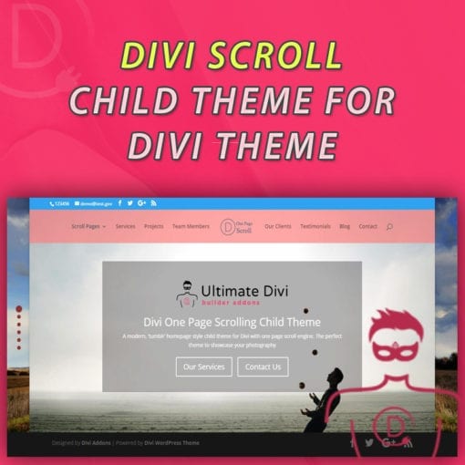 Divi ‘tumblr’ homepage style Fullscreen Scrolling Child Theme