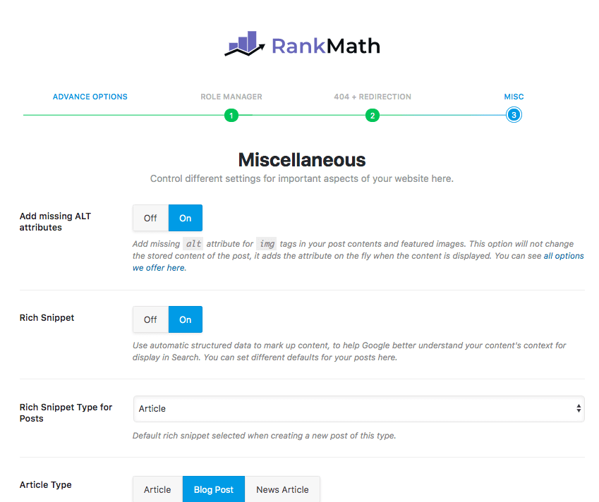 Rank Math SEO Misc Settings
