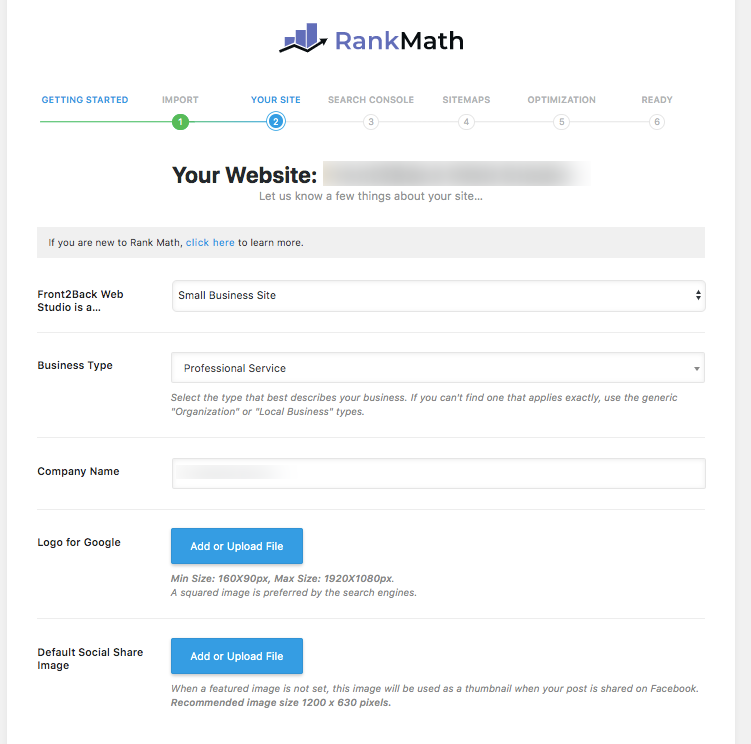 Rank Math SEO configure website