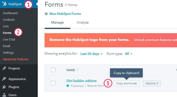 HubSpot subscription forms with Divi