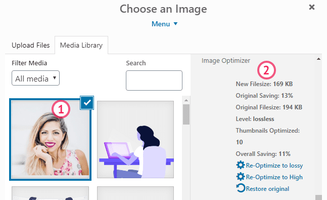 Robin image optimizer compression stats