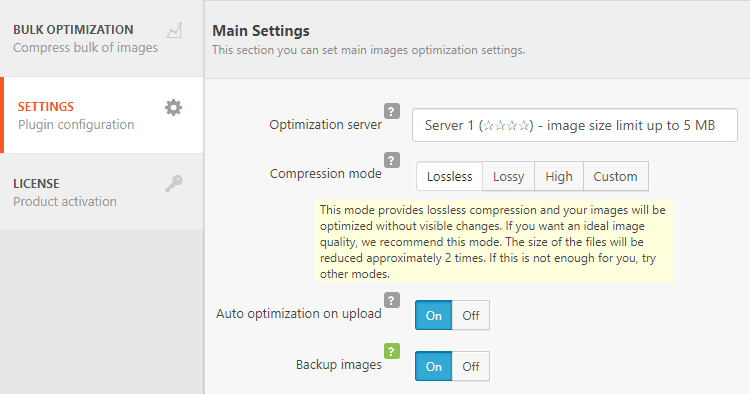 Robin image optimizer plugin dashboard