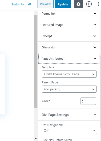 Divi Scroll Page Template