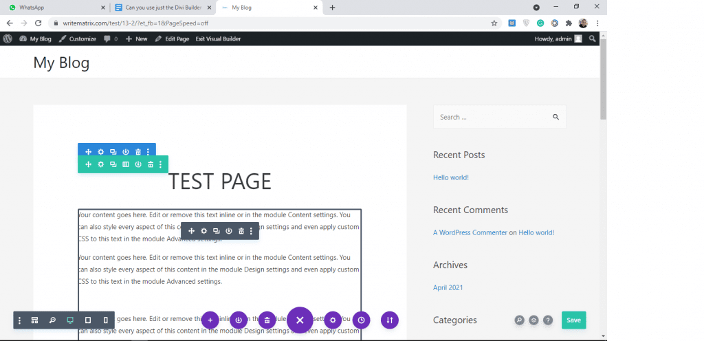 Divi Builder on Astra theme