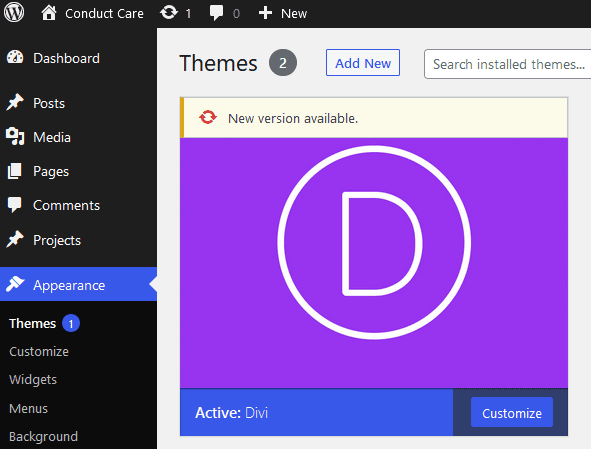 Install Divi Theme