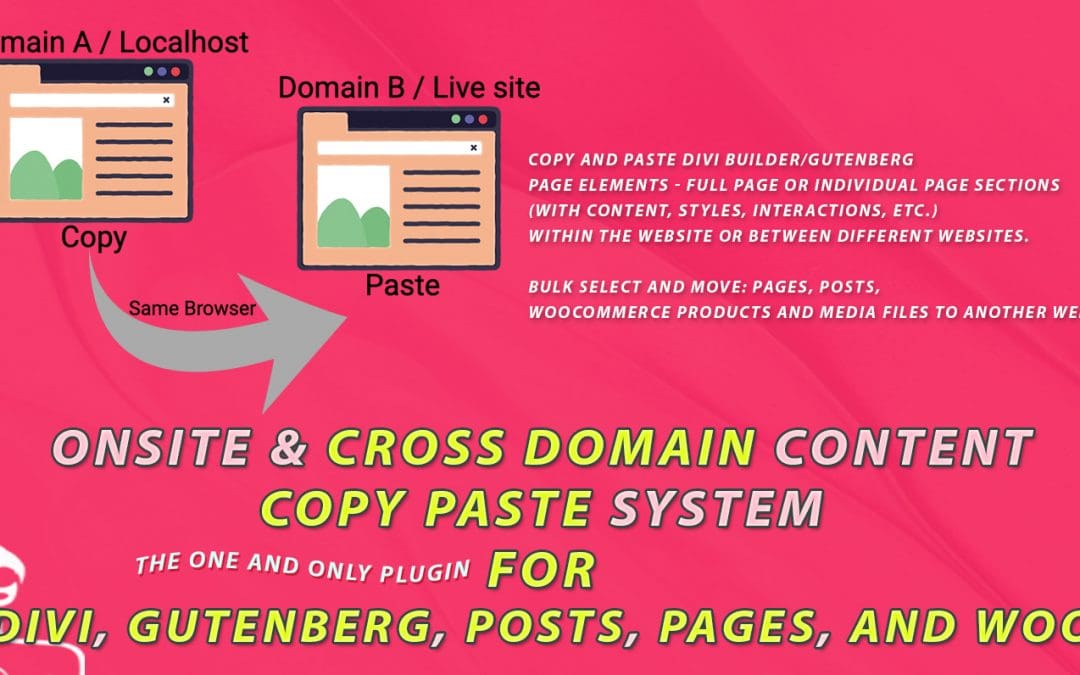 Cross-Domain ‘Content Copy Paste System’ (CCPS) for Divi, Gutenberg and WooCommerce